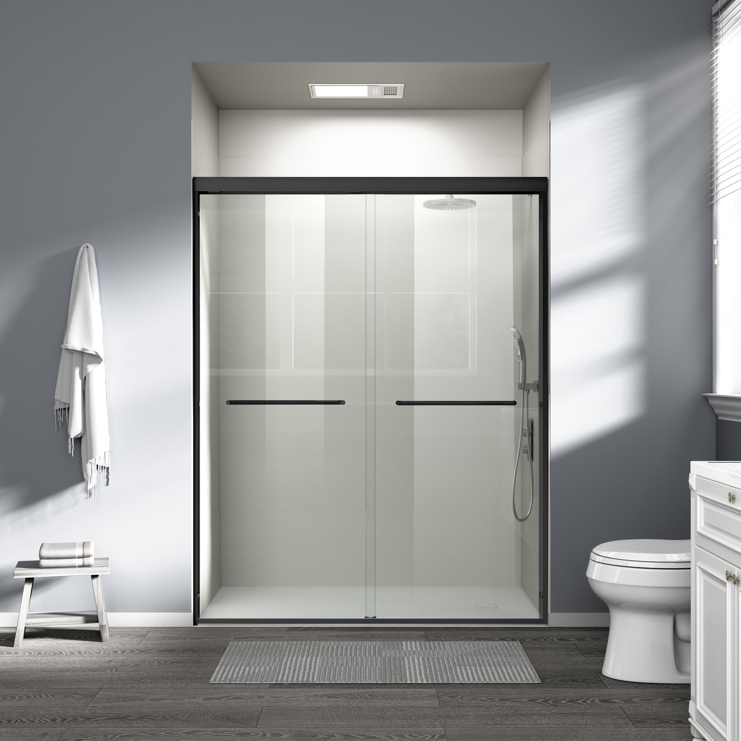 56" - 60" W x 72" H Semi-Frameless Double Sliding Shower Door, D03-60