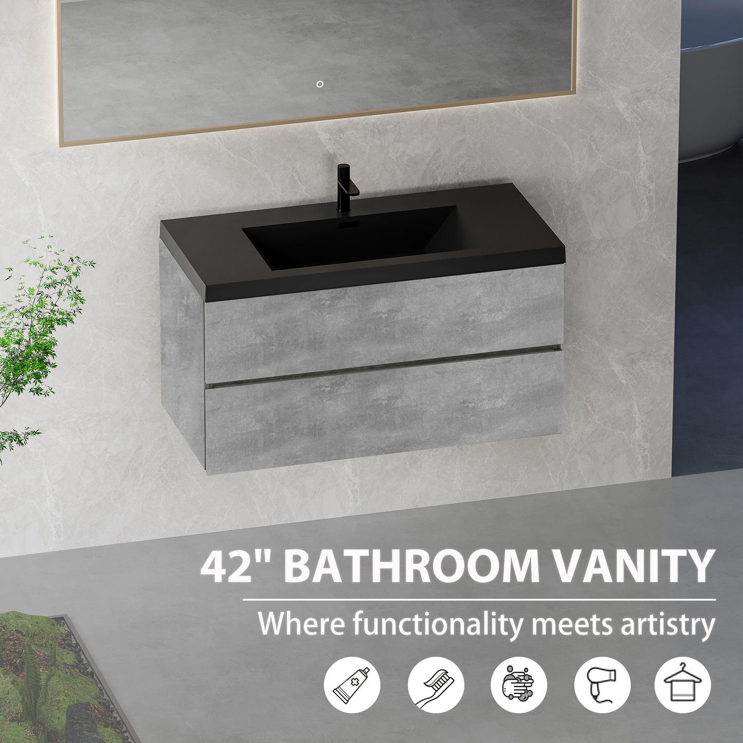 42" Edi - Modern Wall-mounted Bathroom Vanity