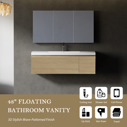 48" Liner - Floating Bathroom Vanity Natural Oak