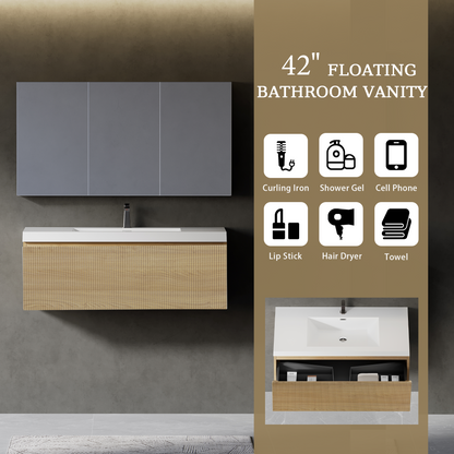 42" Liner - Floating Bathroom Vanity Natural Oak