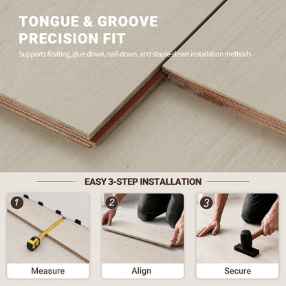 9/16" T x 7-1/2" W Multilayer Engineered Flooring T&G (19.63 Sq. Ft.), Pearl F01-PR