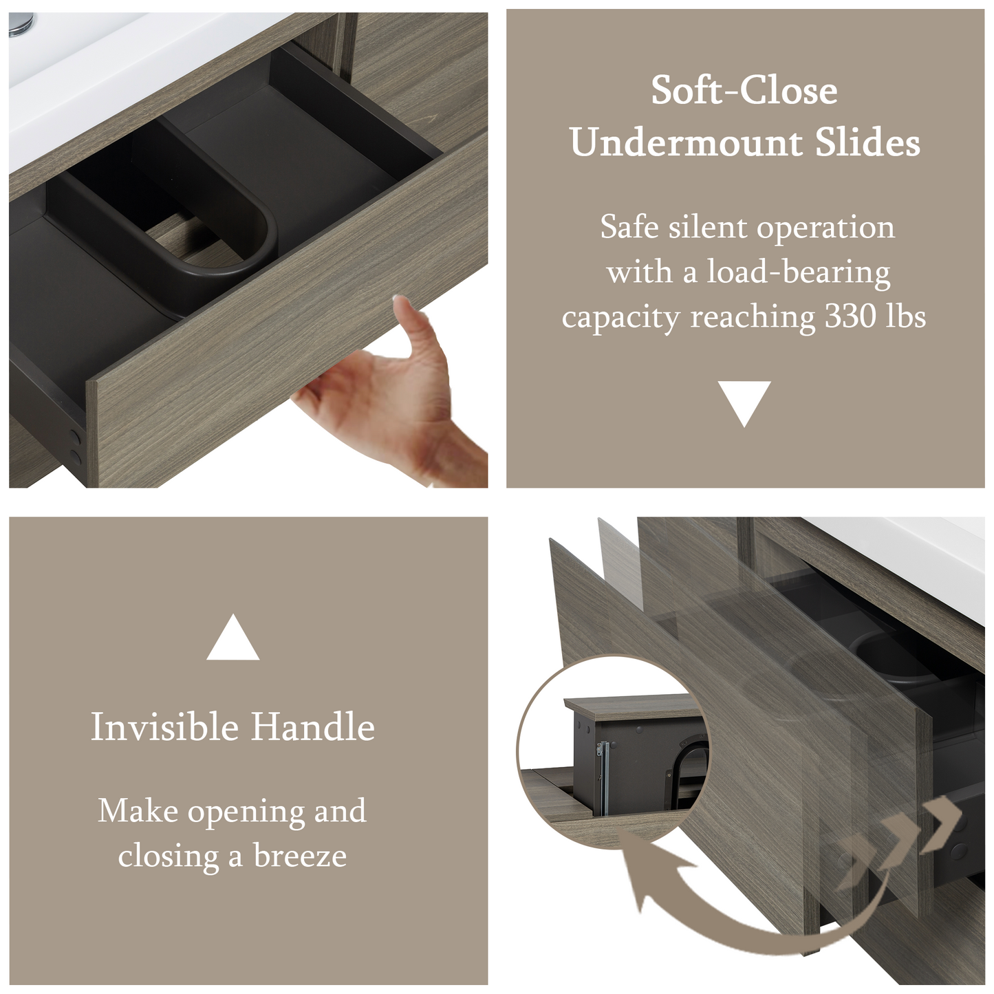 48" Angela - Floating Bathroom Vanity Ash Grey