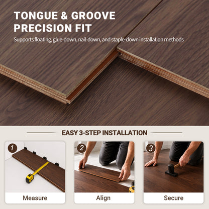 9/16" T x 7-1/2" W Multilayer Engineered Flooring T&G (19.63 Sq. Ft.), Amber Walnut F01-AW