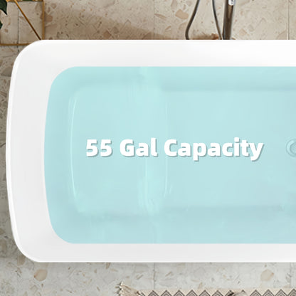 49" Acrylic Freestanding Japanese Soaking Tub, Glossy Black