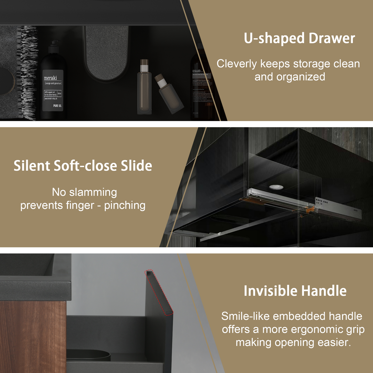 24" Liner - Floating Bathroom Vanity Smoked Walnut & lnk Black