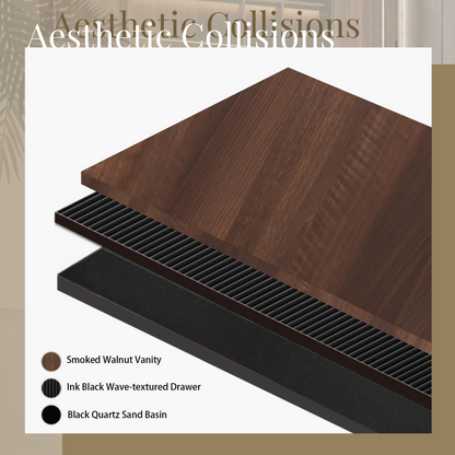 24" Liner - Floating Bathroom Vanity Smoked Walnut & lnk Black