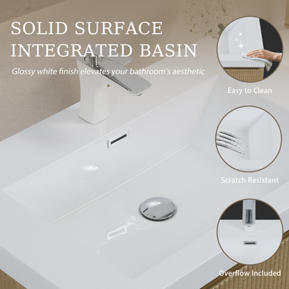 42" Liner - Floating Bathroom Vanity Natural Oak