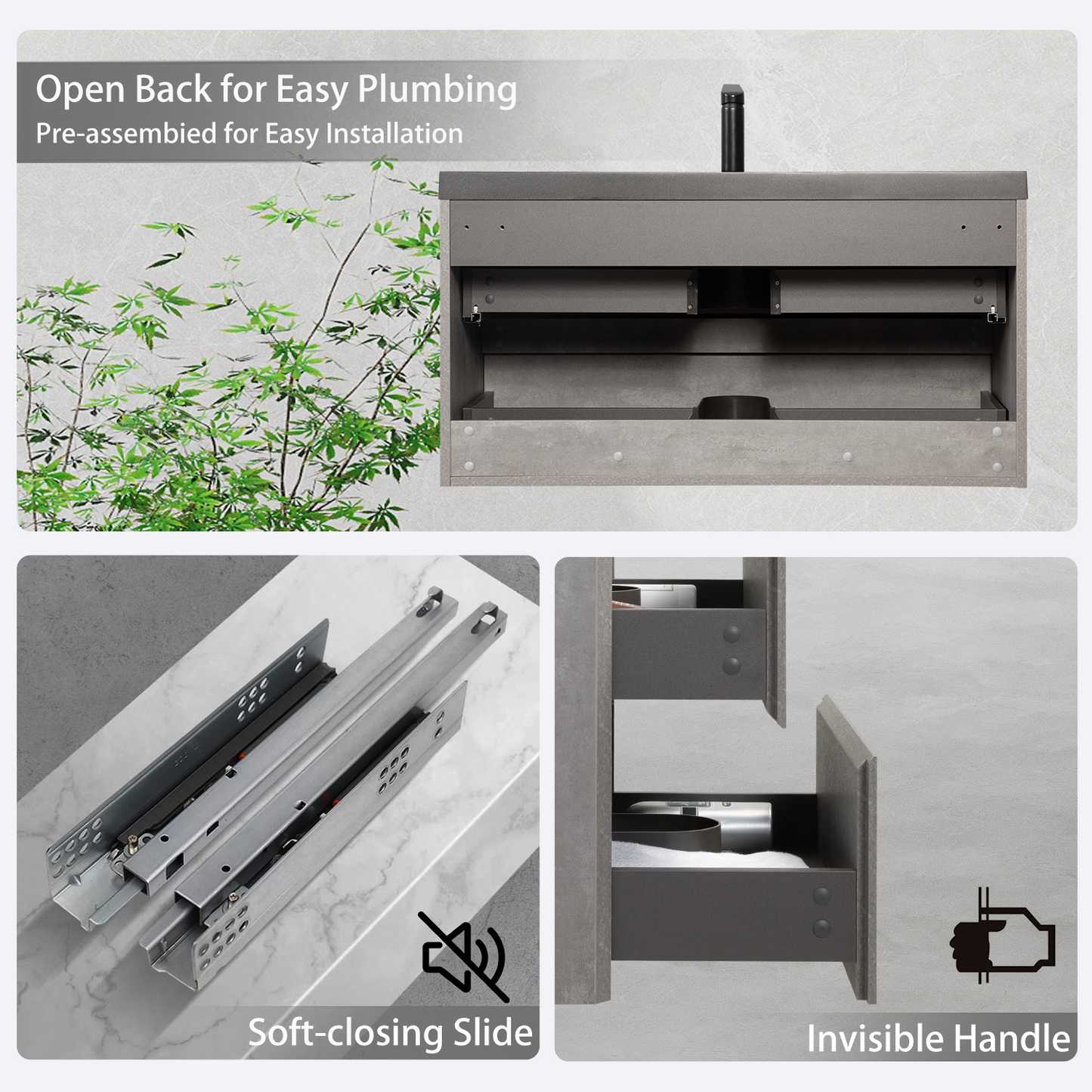 42" Edi - Modern Wall-mounted Bathroom Vanity