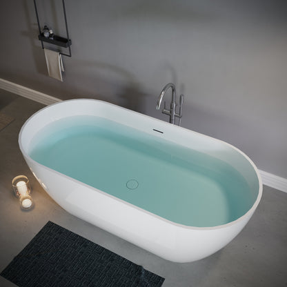 63" Freestanding Stone Resin Deep Soaking Bathtub S03-63