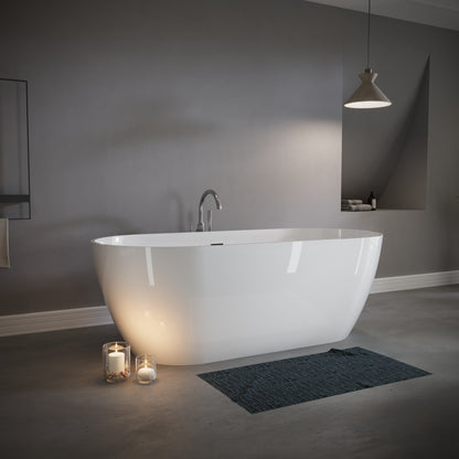 63" Freestanding Stone Resin Deep Soaking Bathtub S03-63