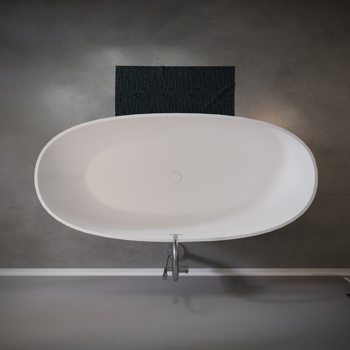 65" Elegant Oval Solid Surface Freestanding Soaking Bathtub, Matte/Gloss White S06-65