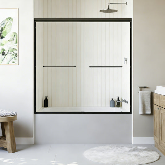 56" - 60" W x 58" H Semi-Frameless Double Sliding Tub Shower Door, D03-T60
