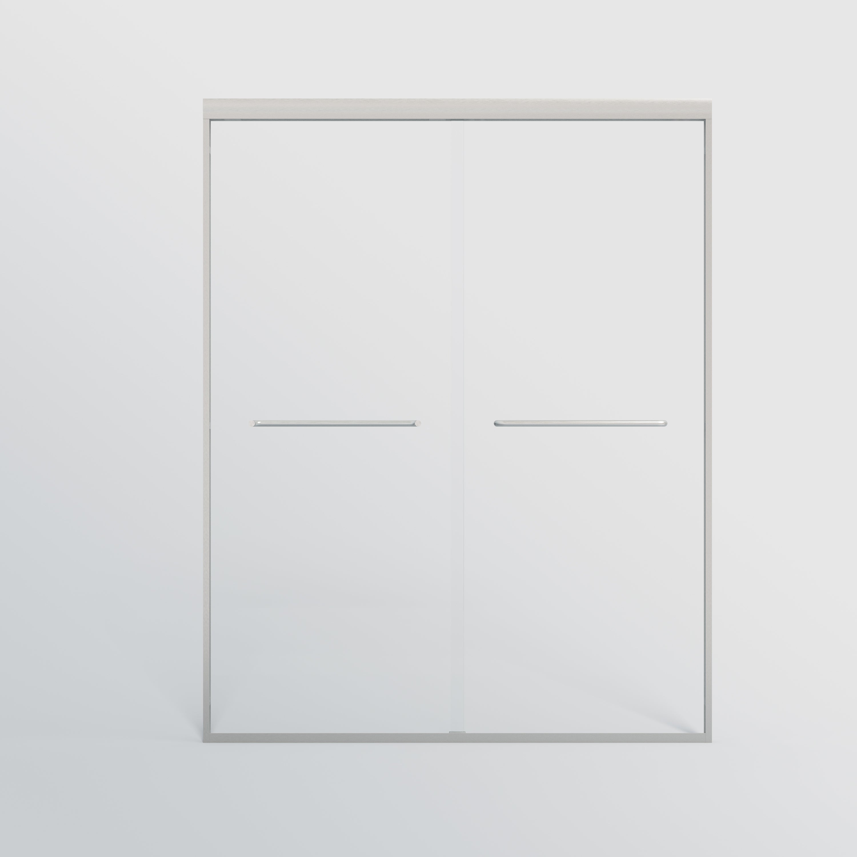 56–60" W x 72" H Semi-Frameless Double Sliding Shower Door, 1/4" Tempered Glass, Brushed Nickel