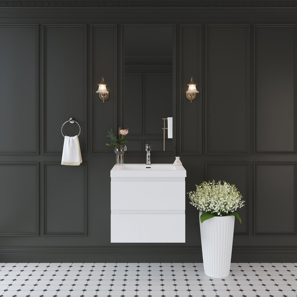 24" Angela - Floating Bathroom Vanity Glossy White