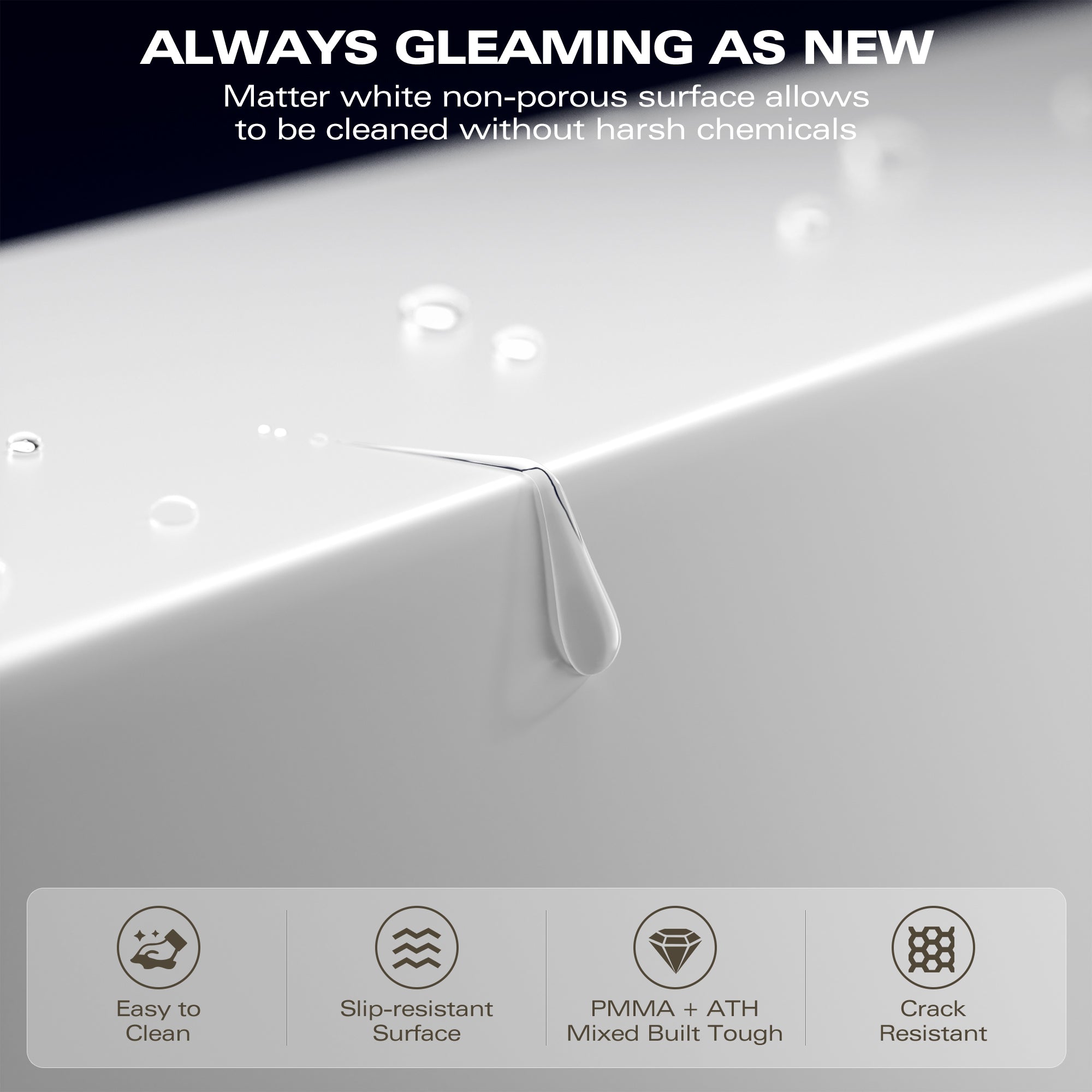 69" Freestanding Solid Surface Bathtub, Luxury Stone Resin Soaking Tub, Overflow & Drain, Matte White