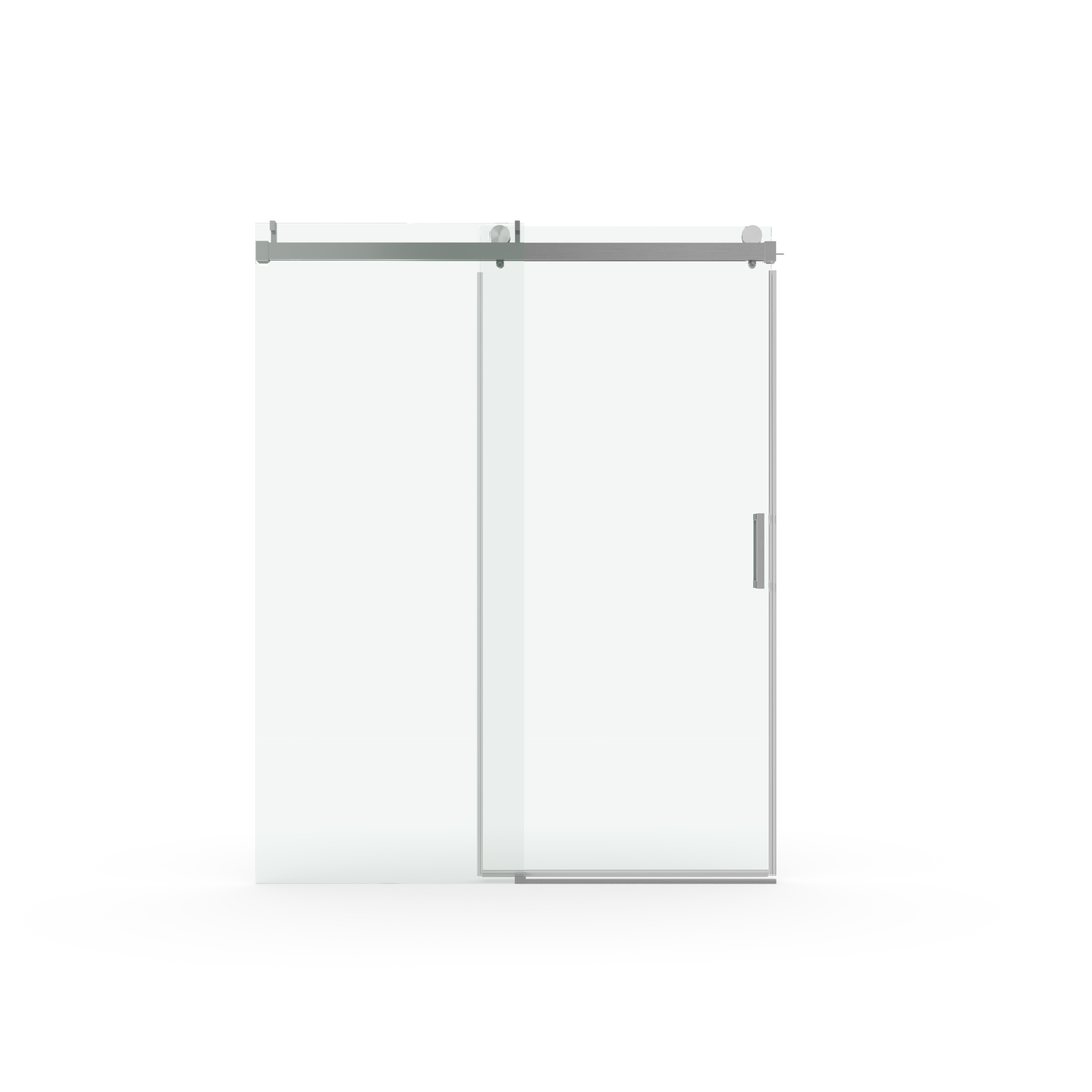 56–60" W x 76" H Frameless Soft-Close Single Sliding Shower Door, 1/4" Tempered Glass, Brushed Nickel